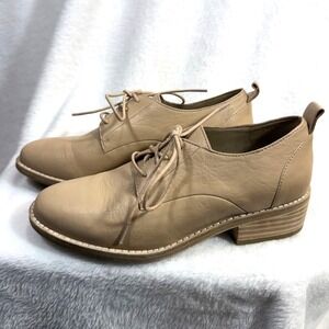 Eileen Fisher 5.5 Milo Leather Oxford Shoes Desert Tan Beige Office Quiet Luxury